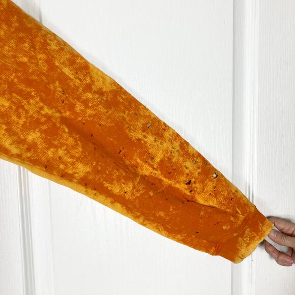 NWOT COTTON CITIZEN Hoodie L Orange Yellow Acid-Wash Tie-Dye Distress Long-Slev - Picture 5 of 13